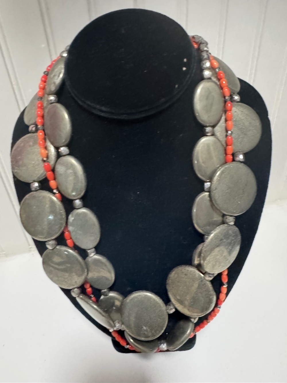 Custom Hematite and Coral Neckpiece